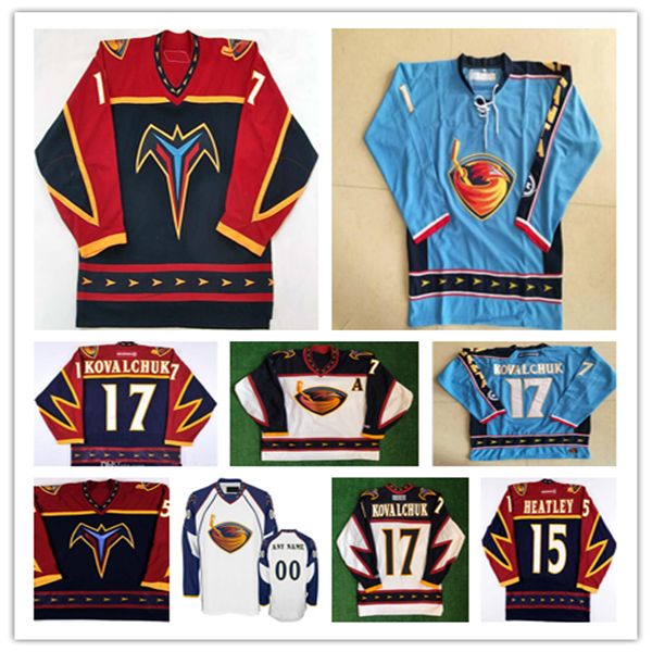 

custom ilya kovalchuk atlanta thrashers vintage hockey jersey dany heatley tobias enstrom marian hossa zach bogosian kari lehtonen scott mel, Black;red