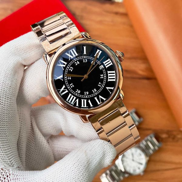

mens designer watch 40mm full automatic mechanical stainless steel strap gold watch leather watch band luxury watches, Slivery;black