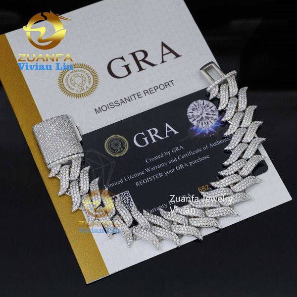 

2023 hip hop jewelry fashion design iced out vvs moissanite cuban link chain 925 sterling silver bracelet