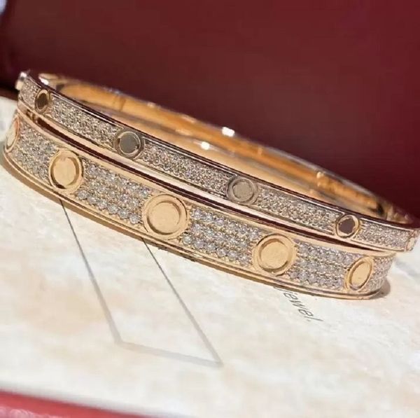 

screw diamond bracelet designer gold bangle for women men luxury designer jewelry stainless steel charm cuff rose gold love bracelets mens w, Black