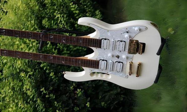

2012 selling jem 7v 12 strings and 6 strings double neck guitar white electric guitar