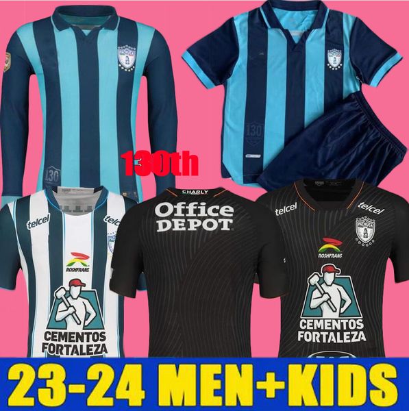 

liga mx club 23 24 fc pachuca soccer jerseys 130th anniversary 2023 2024 e.sanchez k.alvarez cabral a. hurtado pocho football shirts home aw, Black;yellow