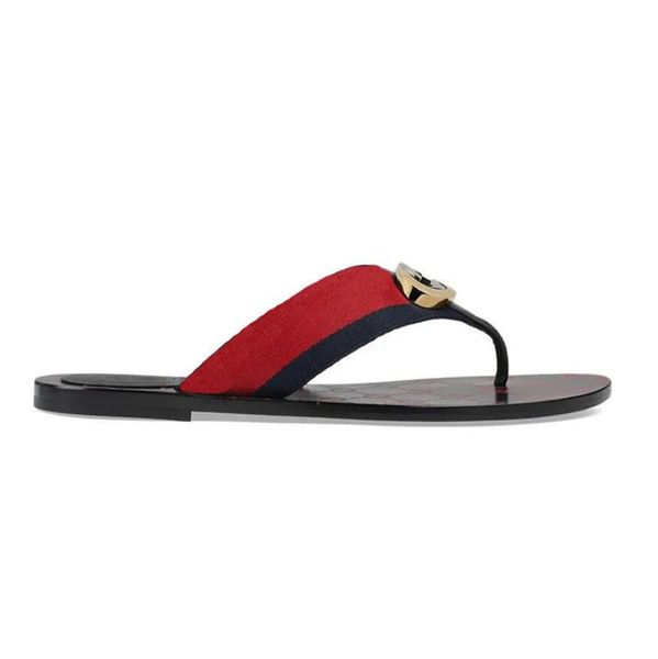 

luxury leather thong slippers men women double g slides summer beach indoor outdoor slide flat classic flip flop web straps sandals with box, Black