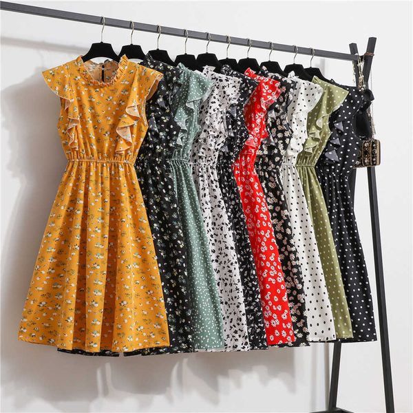 

floral chiffon skirt is loose and versatile showing temperament and covering dress full fairy spirit, Black;gray