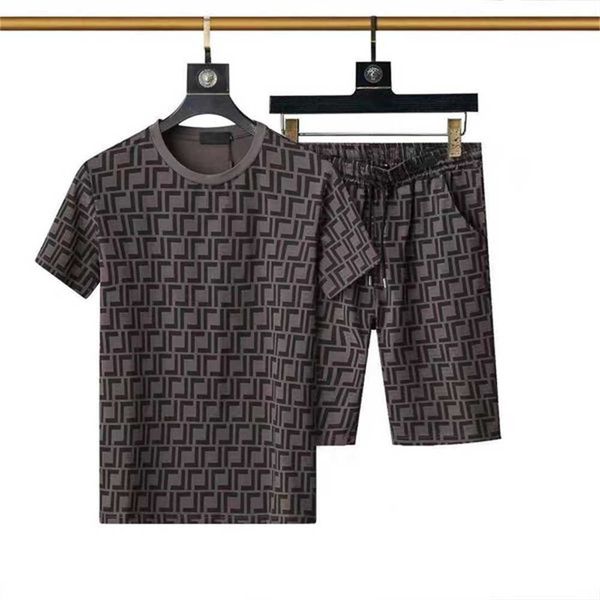 

selling brand tracksuits luxury running clothes short-sleeved t-shirt and shorts spring summer casual fashion designer sportswear suit myqb, Gray