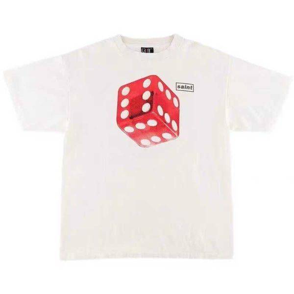 

igdb new style t-shirts for men and women fashion designer saint michael dice american high street vintage washed old vtg short sleeve, White;black