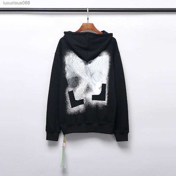 

50%off men's sweater designer hoodie back paint printed round neck pullover jacket hip hop women hoody sweatshirt cotton black white lo