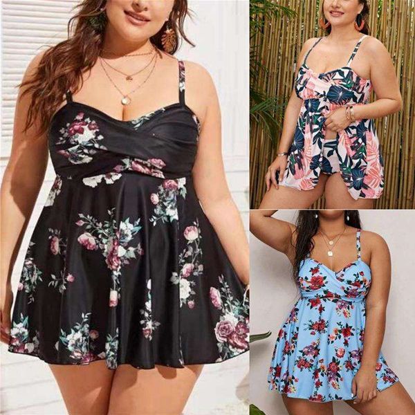 

split fat woman swimwears plus size multi color printing swimsuit with shoulder straps women, White;black
