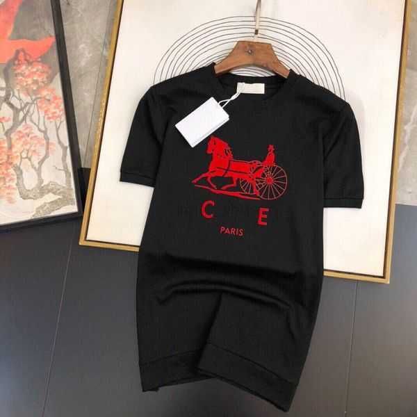 

french luxury designer mens womens t-shirts correct summer carriage letters print t shirt apparel men tshirt tees round neck loose women sho, White