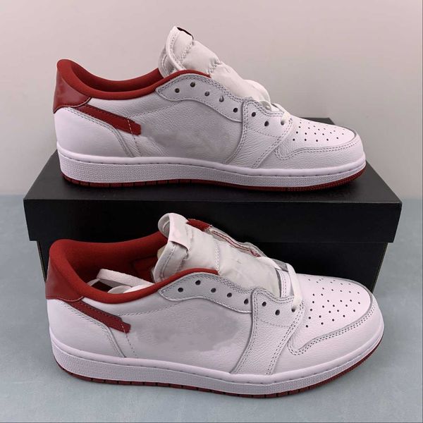 

basketball shoes jumpman 1 low white varsity red og designer sneakers with original box