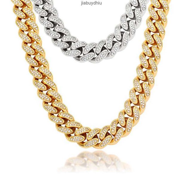 

iced out 12mm cuban link chain 2 row bling 5a cz hip hop jewelry men trendy rapper necklace, Silver