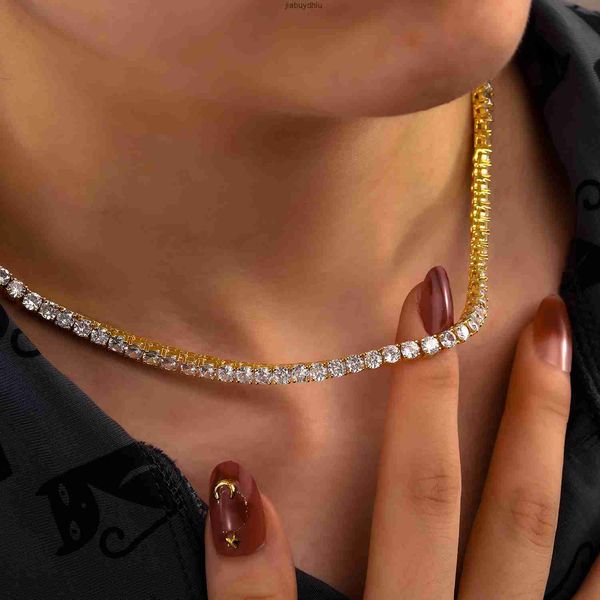 

fashion jewelry 925 sterling silver vvs moissanite shiny tennis chain necklace