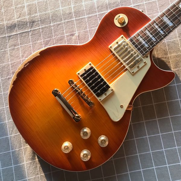 

anded relics electric guitar new arrival custom in cherry burst color with rosewood fingerboard guitarra