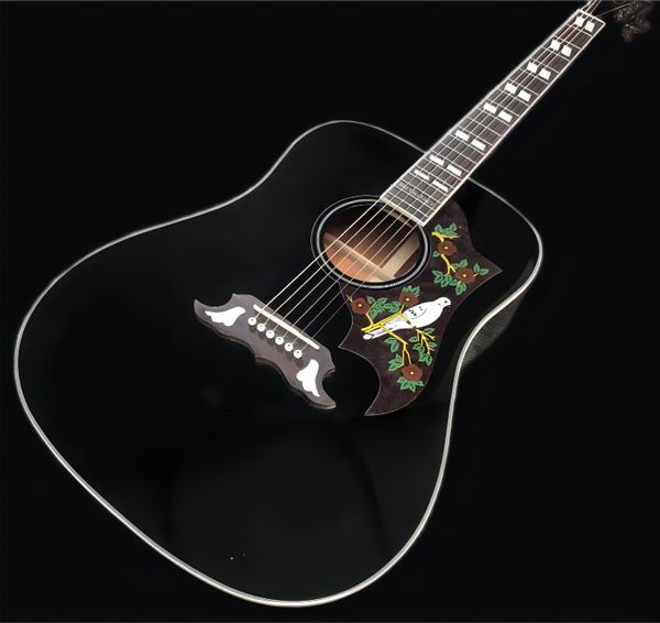 

custom grand acoustic guitar with mahogany laminate sides back tuner hole, white pearl inlay, no logo on, glossing neck