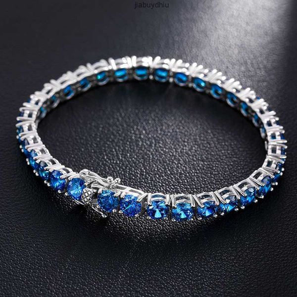 

trend fine jewelry 3mm 4mm 5mm 925 sterling silver blue vvs moissanite diamond cluster tennis chain bracelet necklace