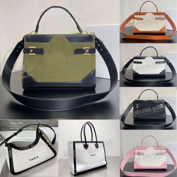 

womnes canvas b-buzz designer lady totes handle bag with leather panel handbags