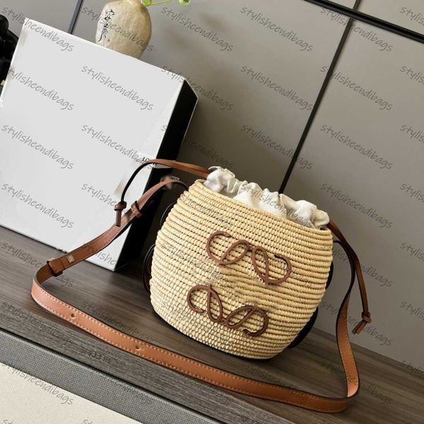 

designer bag women's summer anagram embroidered straw basket handbag woven beehive shape bag cowhide shoulder bag stylisheendibags 8915