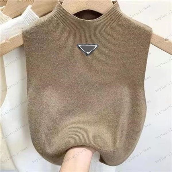 

designer womens vest t-shirt sweater women vests sweaters spring fall loose letter round neck pullover knit waistcoats sleeveless vest waist, White