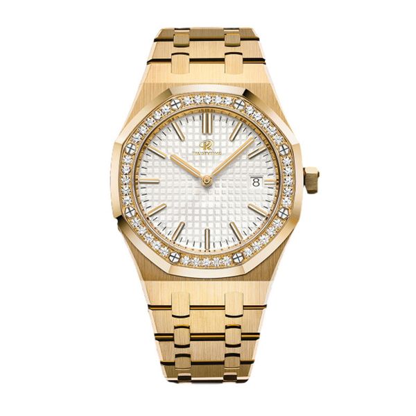 

women's watch 33mm watch vk quartz movement designer women's watch date dual color stainless steel watch sapphire glass orologio d, Slivery;brown