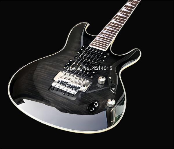 

0316 black electric guitar mahogany body flame maple rose wood fingerboard ing