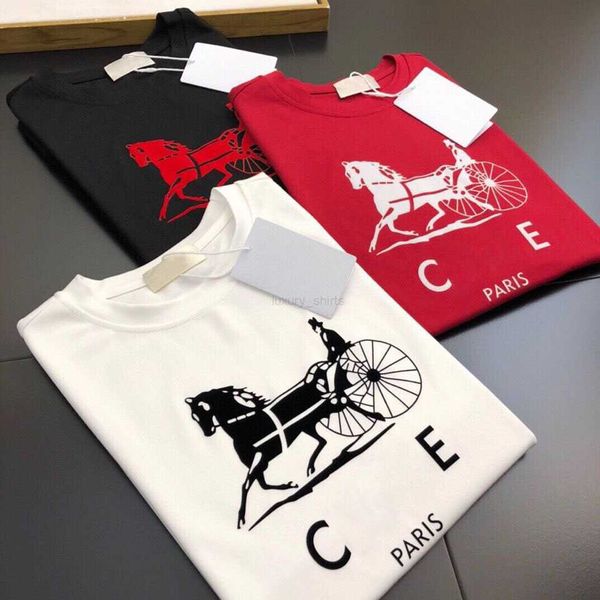 

french luxury designer mens womens t-shirts correct summer carriage letters print t shirt apparel men tshirt tees round neck loose women sho, White
