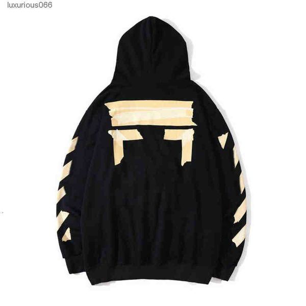 

fleece mens offs sweatshirts classic loose quality fashion brand hoodie designers luxury pullover back oil paint arrow x men, Black