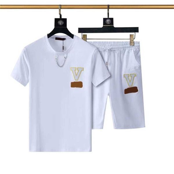 

men's tracksuits designer summer fashion luxury piece pullover jogging short sleeve t shirts and mens shorts sports suits brand sweatsh, Gray