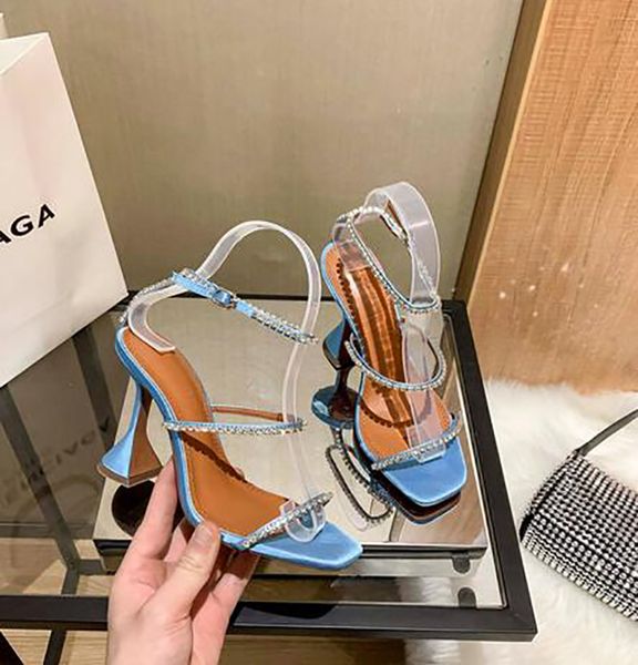 

summer luxury women crystal-embellished sandals shoes high heels designing lady open toes stiletto heel eu35-42 with box, Black