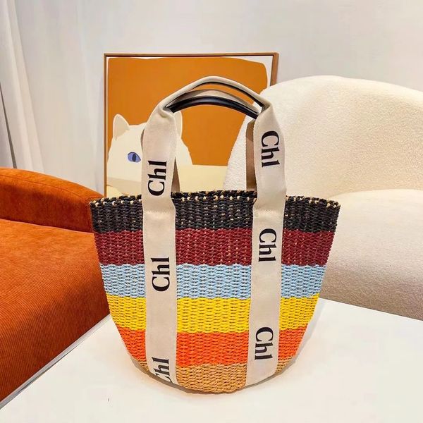 

fashion large woody raffias travel beach basket tote bags womens mens designer purses summer weave straw shoulder luxury crossbody handbags