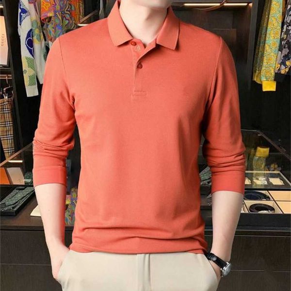 

designer new workplace formal long-sleeved polot shirt luxury fashion casual solid color striped breathable lapel polo multi-color m-3xlhsc, White;black