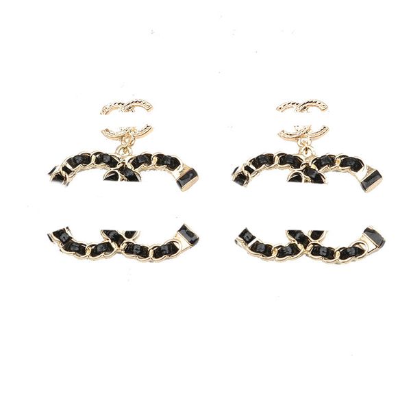 

18k gold plated luxury designers letter earring stud famous women fashion style leather chain earring wedding party jewerlry 20style, Golden;silver