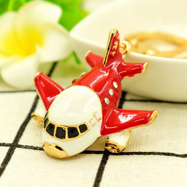 

three color crystal aircraft pendent airplane model keychain key rings men jewelry car key holder, Slivery;golden