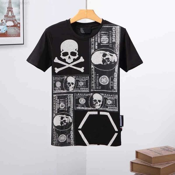 

plain t shirts mens designer t shirts skull diamond philipp plain tees summer fashion casual 100% cotton women short sleeves oversized plai, White;black