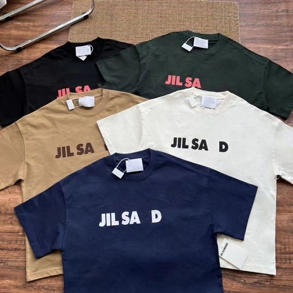 

men's t-shirts designer shirts jil minimalist style shirts loose tees famous brand jil women man causal shirts front with jil printed, White;black