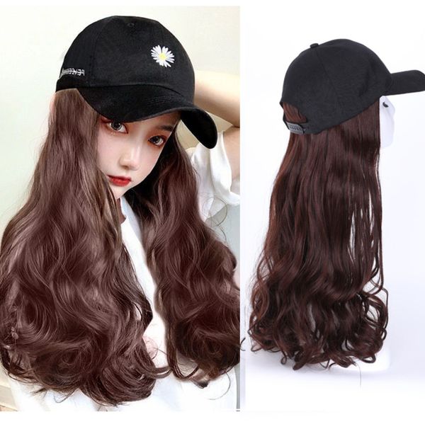 

20 -inch baseball wig all -in -one shading fashion natural fluffy big wave duck duck tongue wigs of many style choices, support customizatio, Black