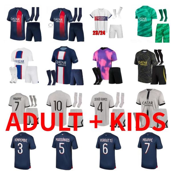 

2023 2024 psgs paris mbappe soccer jerseys 22 23 24 wijnaldum sergio ramos hakimi marquinhos kimpembe wijnaldum maillots de football kit shi, Black;yellow