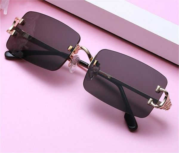 

new fashion frameless trimmed square trendy women's sunglasses, White;black