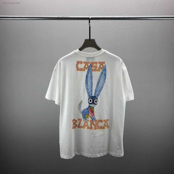 

fashionable european casablanc short sleeved t-shirt with small rabbit letter print pattern for and matching zx30, White;black