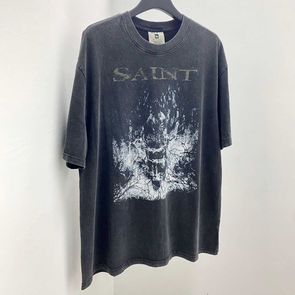 

wrgi new style t-shirts for men and women fashion designer saint michael star's same small brand dark limited high street old washed, White;black