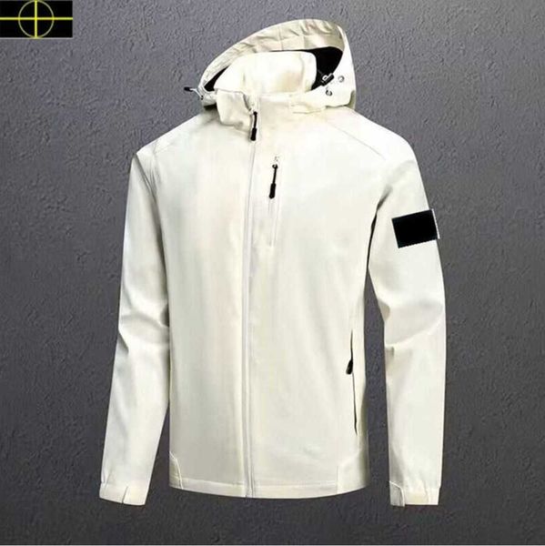 

plus size coat spring and autumn men's stone island jacket stand collar hooded solid men's casual windproof outdoor jacket coat ne, Black;brown