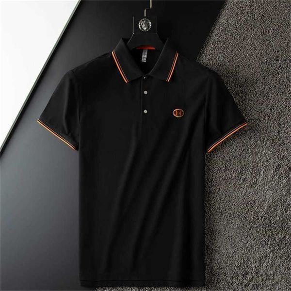 

h 3d embroidered tshirt men polo shirt hms designer t-shirt mens sweatshirt cotton lapel pullover shirts casual short-sleeved tshirt 4xl 5xl, White;black