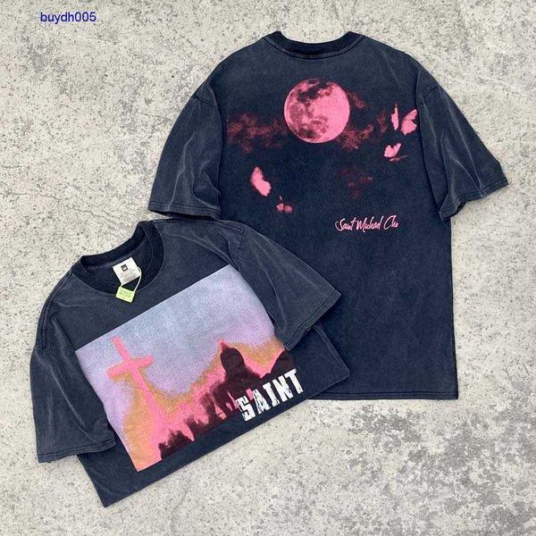 

o8vn new style t-shirts for men and women fashion designer s.t michael cho pink planet limited high street old wash vintage short sleeve pjs, White;black