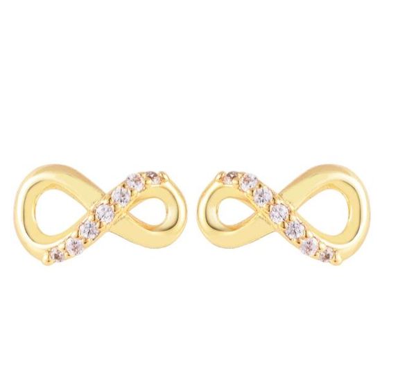 

2023 new in 925 sterling silver sparkling infinity stud earrings for women original earring jewelry pendientes mother's day, Golden;silver