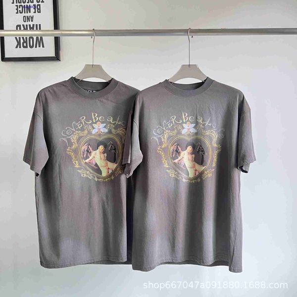 

ya9w new style t-shirts for men and women fashion designer s.t michael the correct version heart box angel print is used washing short sleev, White;black