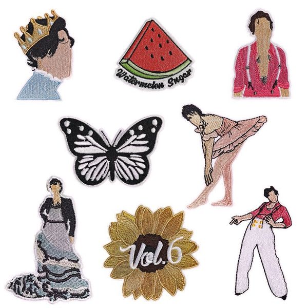 

notions fashion girls embroidered iron on patches cute cartoon patch sew on applique repair diy accessories for clothing jackets jeans pants, Black