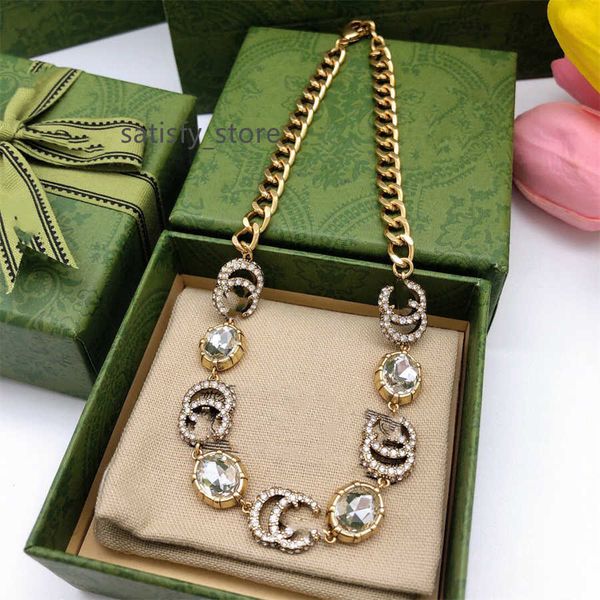 

designer pendant necklaces letter double g chains necklaces luxury women fashion jewelry metal ggity crystal pearl necklace gift rtw, Silver