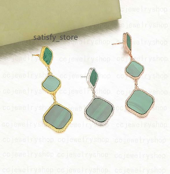 

two/three flowers 4/four leaf clover charm stud earrings back mother-of-pearl silver 18k gold plated agate for women girls valentine's, Golden