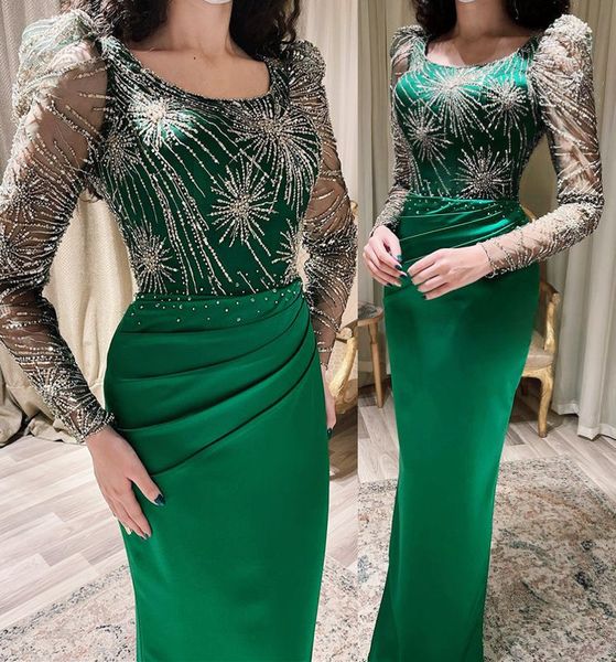 

2023 Aso Ebi Green Sheath Prom Dress Beaded Sequined Lace Evening Formal Party Second Reception Birthday Bridesmaid Engagement Gowns Dresses Robe De Soiree ZJ345, Silver