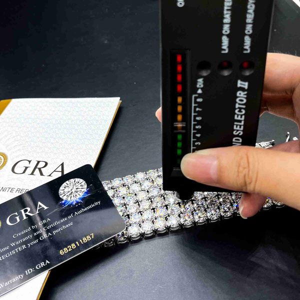 

hip hop jewelry with moissanite ice tennis chain 6.5mm men's rap singer necklace, Silver