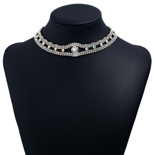 

shining unique design feeling new all-match diamond necklace temperament necklace diamond claw chain love gift choker, Silver